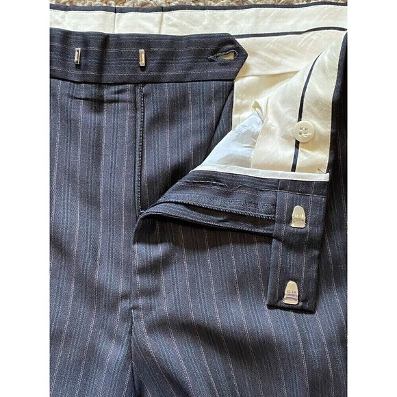 ERMENEGILDO Zegna Suit Size 54R 44R US Gray Maroon White Pinstripes 100%… - Picture 14 of 16